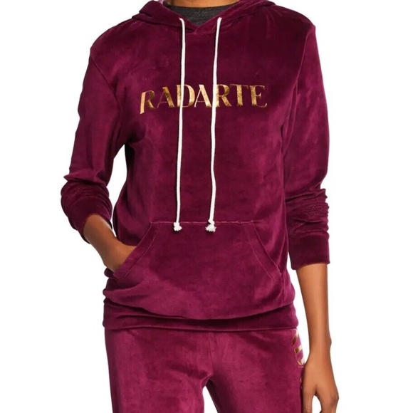 Radarte - Large Hoodie - Maroon Velour/Velvet - Gold Foil Logo - 80% OFF SALE!!! - Picture 4 of 8